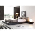 thumbnail image 2 of Modrest Opal 125x93" Modern Wood Veneer & Leather Queen Bed in Wenge/Gray, 2 of 5
