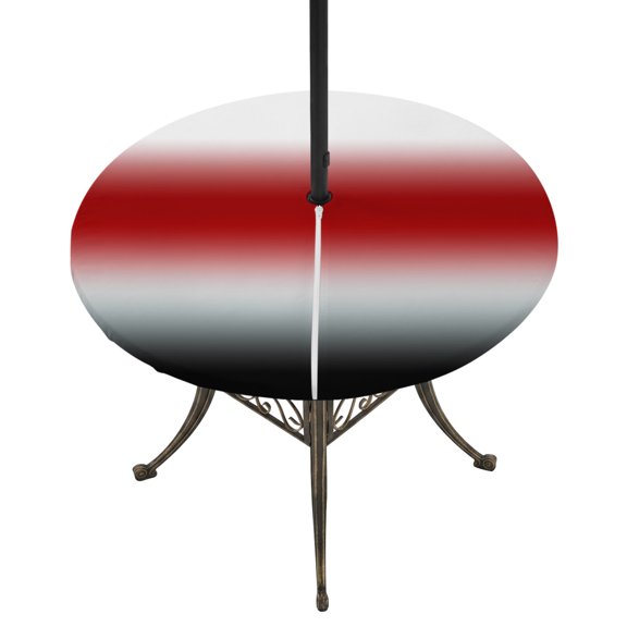 Round Outdoor Tablecloth with Umbrella Hole and Zipper, Red Black Omber Tablecloth with Elastic Waterproof, Modern Gray Gradient Abstract Art Patio Table Covers for 45" - 54" Picnic Pool Tables