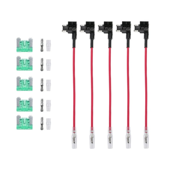 Unique Bargains 5 Set Universal Car Fuse Tap and Circuit Adapters 12V with 30A Low Profile Mini Blade Type Fuses
