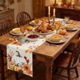 thumbnail image 3 of White Green Pumpkins Fall Table Runner 70 Inches Long - Thanksgiving Floral Vintage Kitchen Dining Burlap Linen Tablerunner for Small/Round/Square/Wedding/Coffee/Dining Table Party Décor 13 x 70, 3 of 9
