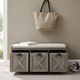 thumbnail image 4 of Walker Edison Modern Farmhouse 3 Drawer Storage Bench, Grey Wash, 4 of 11