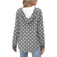 thumbnail image 4 of Womens Hooded Fall Clothes, Hoodies for Women Drawstring Casual Dots Printed Button Up V Neck Long Sleeve Pullover, 4 of 5