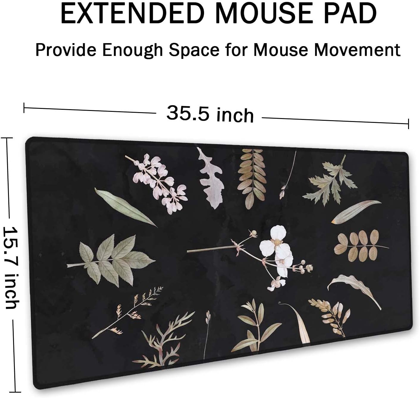 Large Mouse Pad, Full Desk XXL Extended Gaming Mouse Pad 35.5" X 15.7", Waterproof Desk Mat with Stitched Edge, Non-Slip Laptop Computer Keyboard Mousepad for Office & Home, Floral