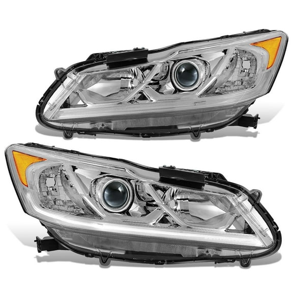DNA Motoring For 16-17 Honda Accord EX EX-L Sport LED DRL Projector Headlight Lamps Chrome