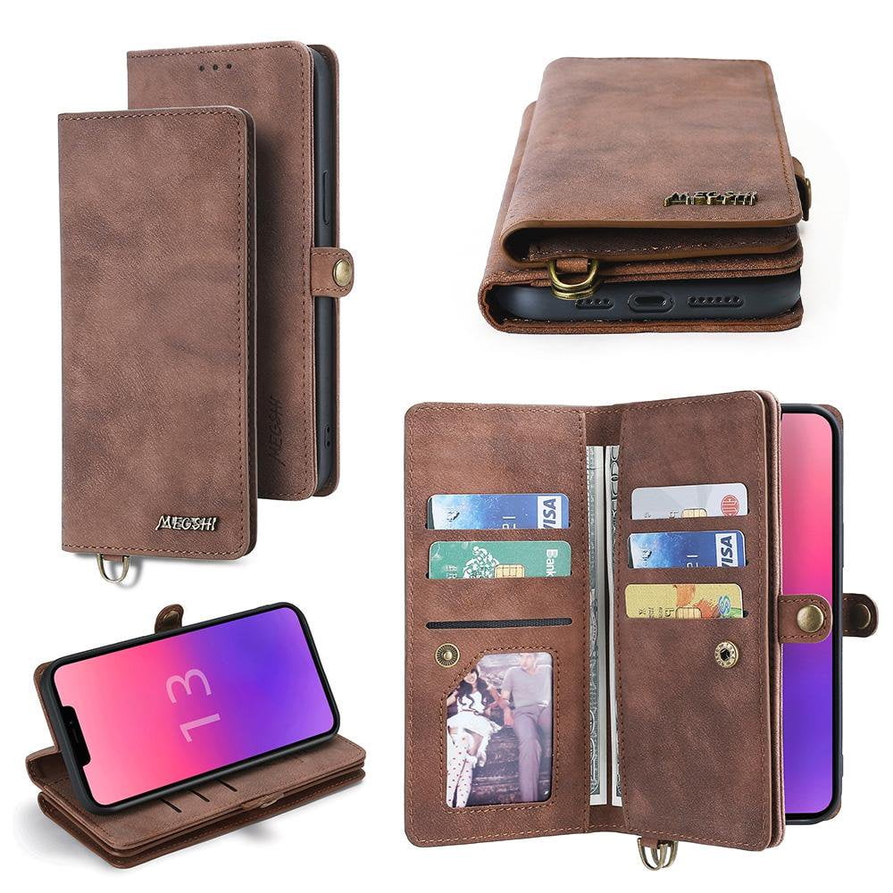 Wallet Case Compatible with 13 Mini 2 in 1 Wallet Protective Flip Cover  with Detachable Magnetic Wallet PU Leather Wallet with Lanyard 12 Card  Slots - Walmart.ca
