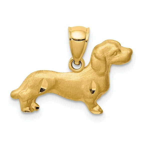 Auriga Fine Jewelry 14K Yellow Gold Diamond-Cut Dachshund Pendant for Women