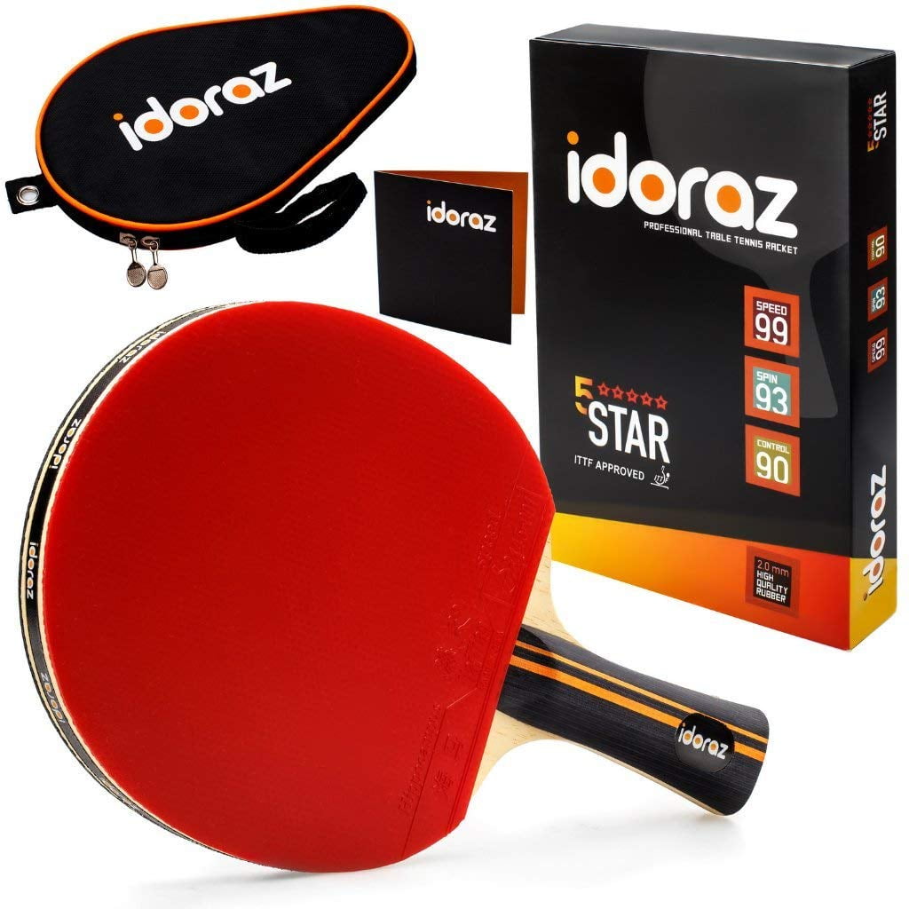 Professional Table Tennis Ping Pong Racket Paddle Bat w/ 3 Ball Carbon Fiber 