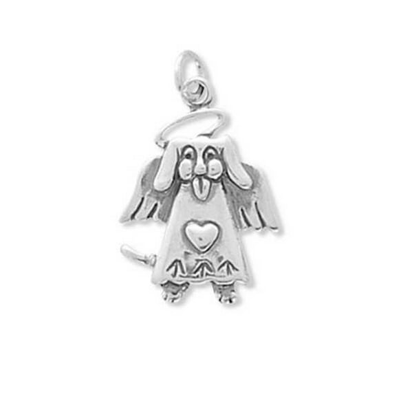 Sterling Silver 20" Unisex 1.5mm Box Chain Puppy Dog Angel Pendant Necklace
