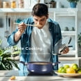 thumbnail image 4 of Bamboohart KUTIME | 6pcs Non Stick Pots And Pans Set  Aluminum Ceramic Cookware Set with Lids  Induction  Non-toxic Pan Set Compatible with Ceramic Coating  Dishwasher Safe  Drill Blue, 4 of 7