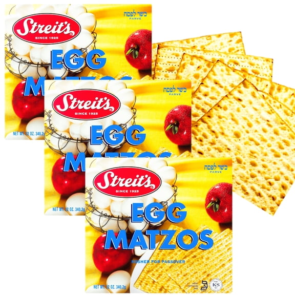 Streit's Egg Matzo Kosher Matza Crackers for Passover, 3 Pack, 12 oz.