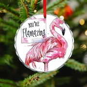 Glass Ornament Modern You Are Flamazing Beauty Pink Flamingo Crystal Glass Christmas Decor with Holiday Design Summer Tropical Birds Xmas Decor Indoor Home Holiday Party Gifts