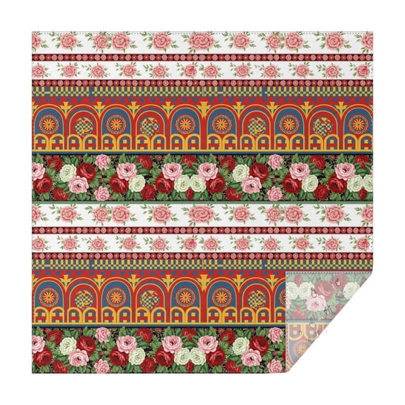 Pioneer Flower Floral Print Pattern Square Tablecloth, Waterproof Wipeable Spillproof Washable Table Cover for Home Kitchen Party Decor, 42"x42"