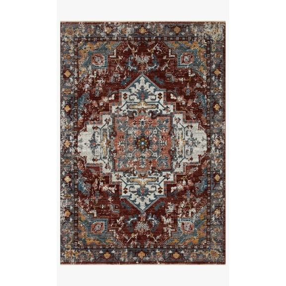 Loloi Rugs SAMRSAM-10BKGY233A 2 ft. 3 in. x 3 ft. 10 in. Samra Brick & Gray Transitional Power Loomed Rug