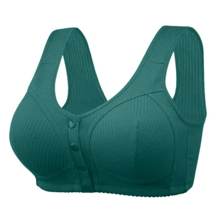 YHGFVOKJ Bras for Women Front Comfort-strap Non Padded Cups Underwear without Steel Ring Movement Seamless Light Adjustment Yoga Sleep Large Bra Racerback Bra Green 46