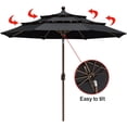 thumbnail image 5 of 10-Year-Non-Fading 9Ft 3 Tiers Market Umbrella Patio Umbrella Outdoor Table Umbrella with Ventilation, Black, 5 of 8