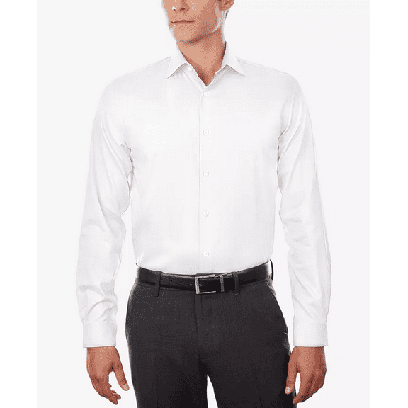 Michael Kors WHITE Men's Regular Fit Airsoft Non-Iron Dress Shirt, US 16 34/35