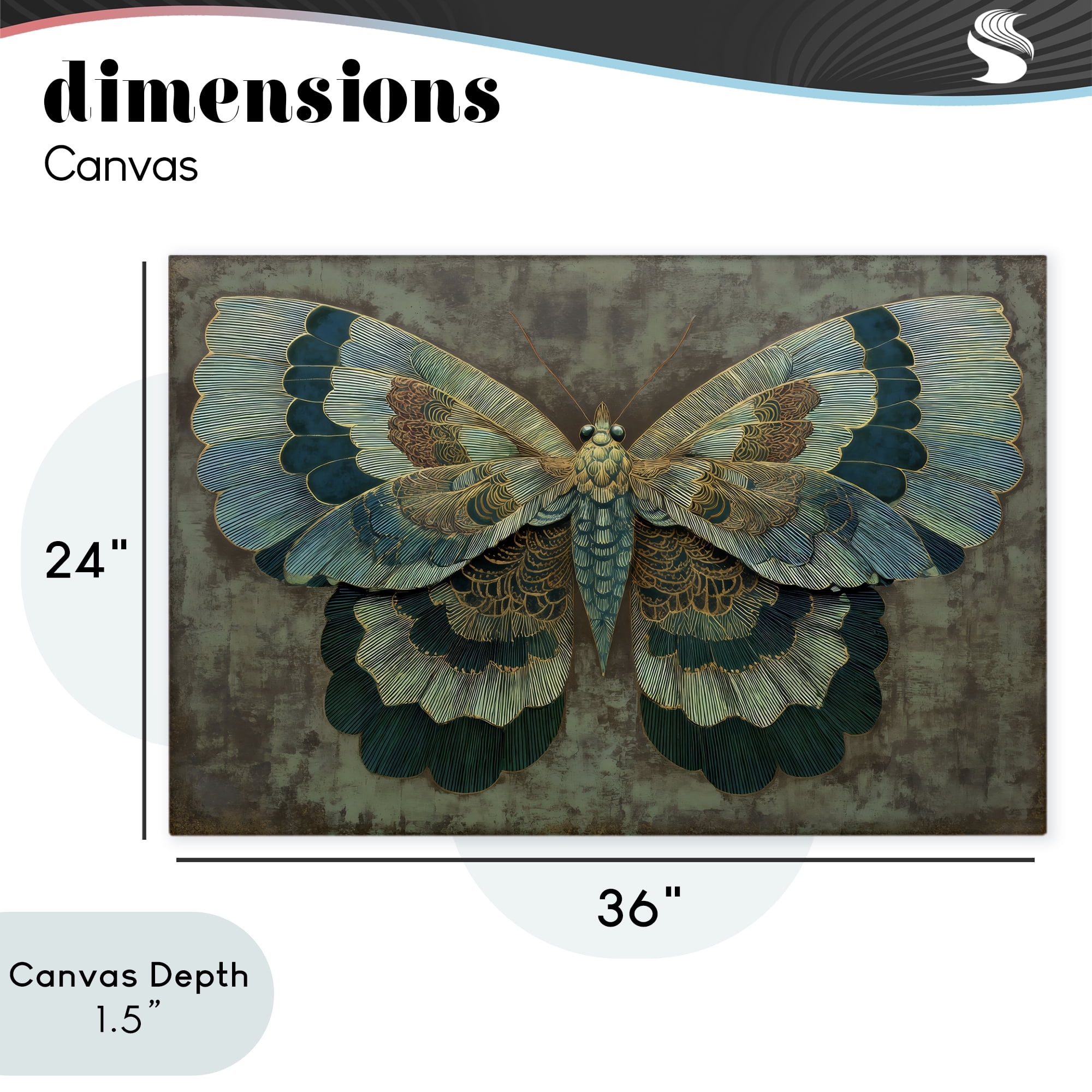Stupell Industries Golden Jewel Butterfly Canvas Wall Art, design by Petal Prints Design