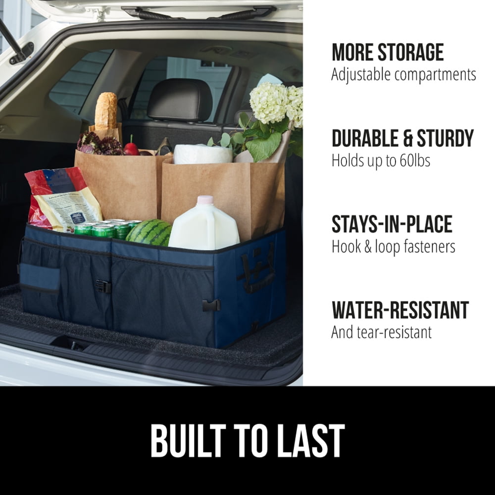 GORILLA GRIP Trunk Storage Organizer, Collapsible Container for Car Sedan or SUV, Blue