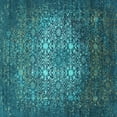 thumbnail image 1 of Ahgly Company Machine Washable Indoor Square Oriental Turquoise Blue Industrial Area Rugs, 8' Square, 1 of 4