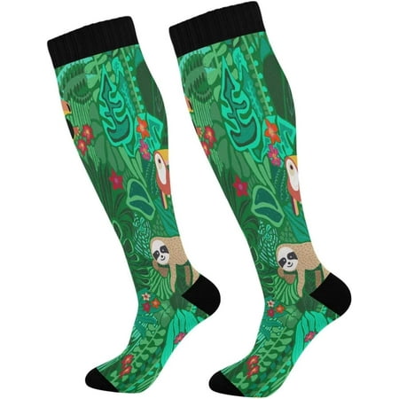 GZHJMY 1 Pair Rainforest Sloth Compression Socks for Women Men Knee High Stocking for Running Athletic Medical