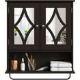 thumbnail image 6 of CozyHome Bathroom Medicine Cabinet with Mirror, Vanity Wall Mounted Storage Cabinet with Adjustable Shelves and Towel Bar, Hanging Wall Cabinet for Bathroom, Laundry, Living Room, Brown, 6 of 9