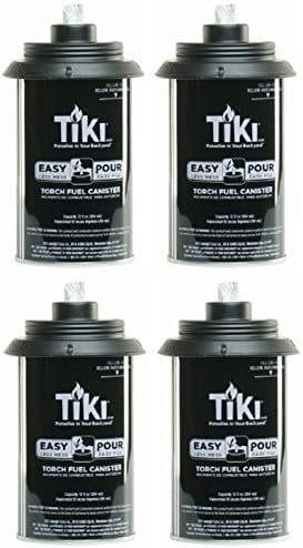 Tiki 1317054 Easy Pour Metal Replacement Torch Fuel Canisters w/Wick - Quantity 4