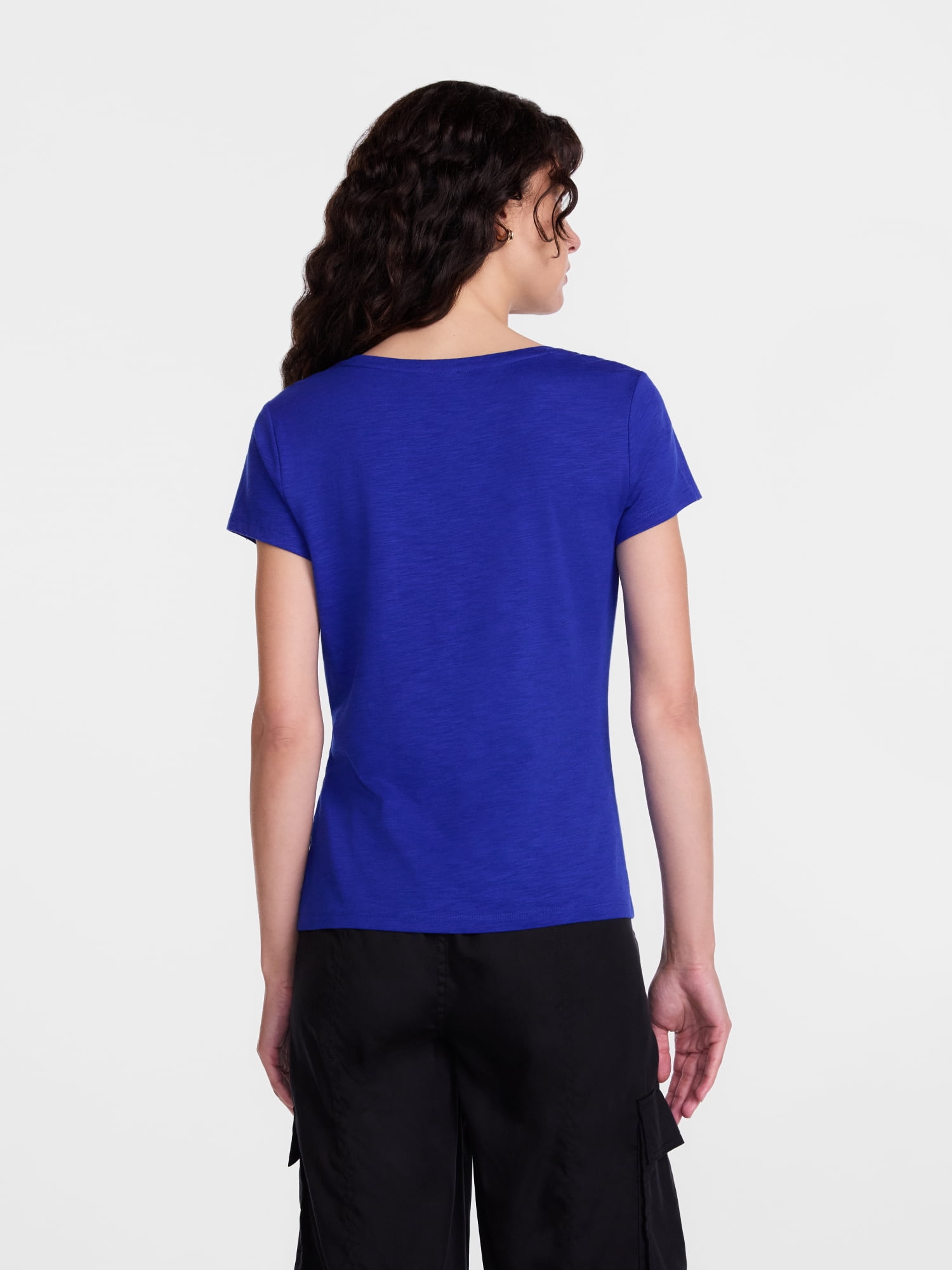 Scenario Women's Scoop Neck Tee with Cap Sleeves, Sizes XS-XXXL