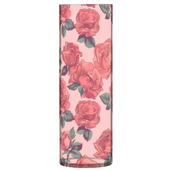 Plastic Vase 11.8 x 3.9 Inch Vase Transparent Non-Breakable Plastic Ornamental Culture Bottle Storage Jar Modern Family Wedding Decoration Red Rose