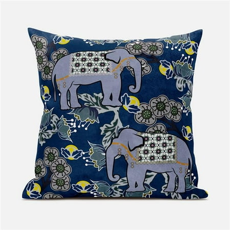 

Amrita Sen Designs CAPL728FSDS-ZP-20x20 20 x 20 in. Two Elephants Suede Zippered Pillow with Insert - Grey Blue & Brown