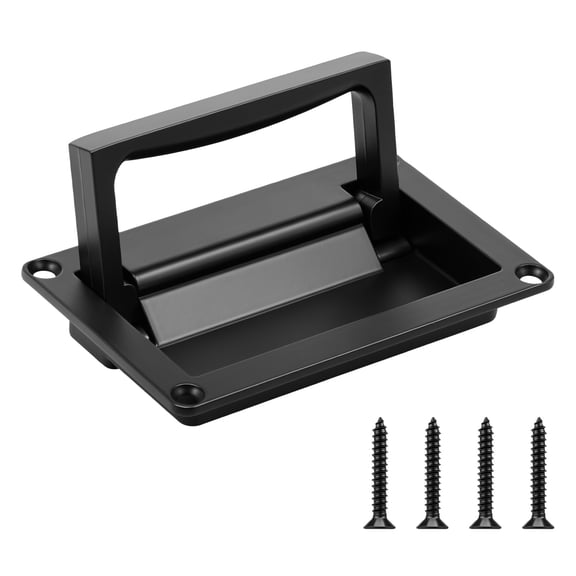 Recessed Flush Door Pull Handle Spring Loaded Zinc Alloy for Floor Hatch Black