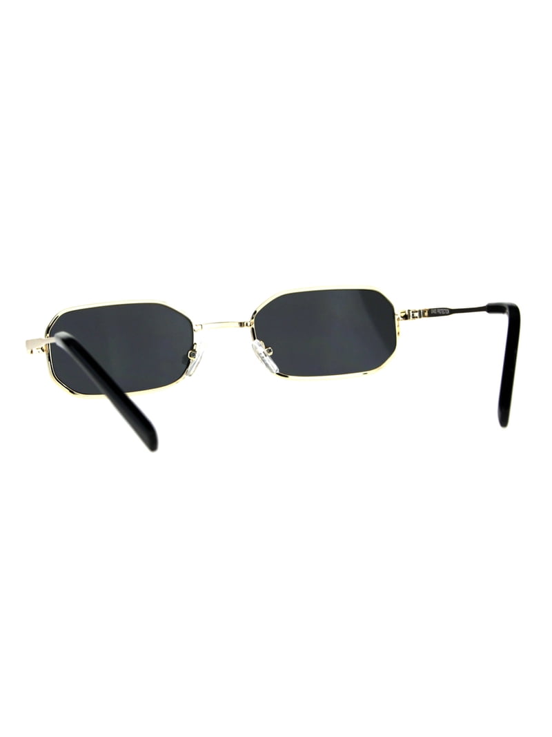 Mens Narrow Metal Rim Rectangular Hippie Pimp Sunglasses  display picture 2
