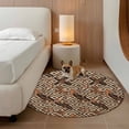 thumbnail image 3 of Boho Tribal 6ft Round Rugs, Abstract Floral Geometric Pattern Art Vintage Washable Non-Slip Area Rugs for Living Room Bedroom Kitchen, Low Pile Dining Room Kicthen Circle Carpet, Indoor Floor Rug, 3 of 9