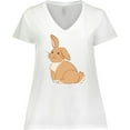 thumbnail image 3 of Inktastic Easter Cute Floppy Ear Brown Bunny Women's Plus Size V-Neck T-Shirt, 3 of 5
