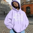 thumbnail image 2 of Women's Letter Graphic Print Pullover Hoodie Sweatshirt, Cozy Winter Warm Hooded Sweatshirt, Casual Soft Everyday Wear Hoodie Sweatshirt, 2 of 5
