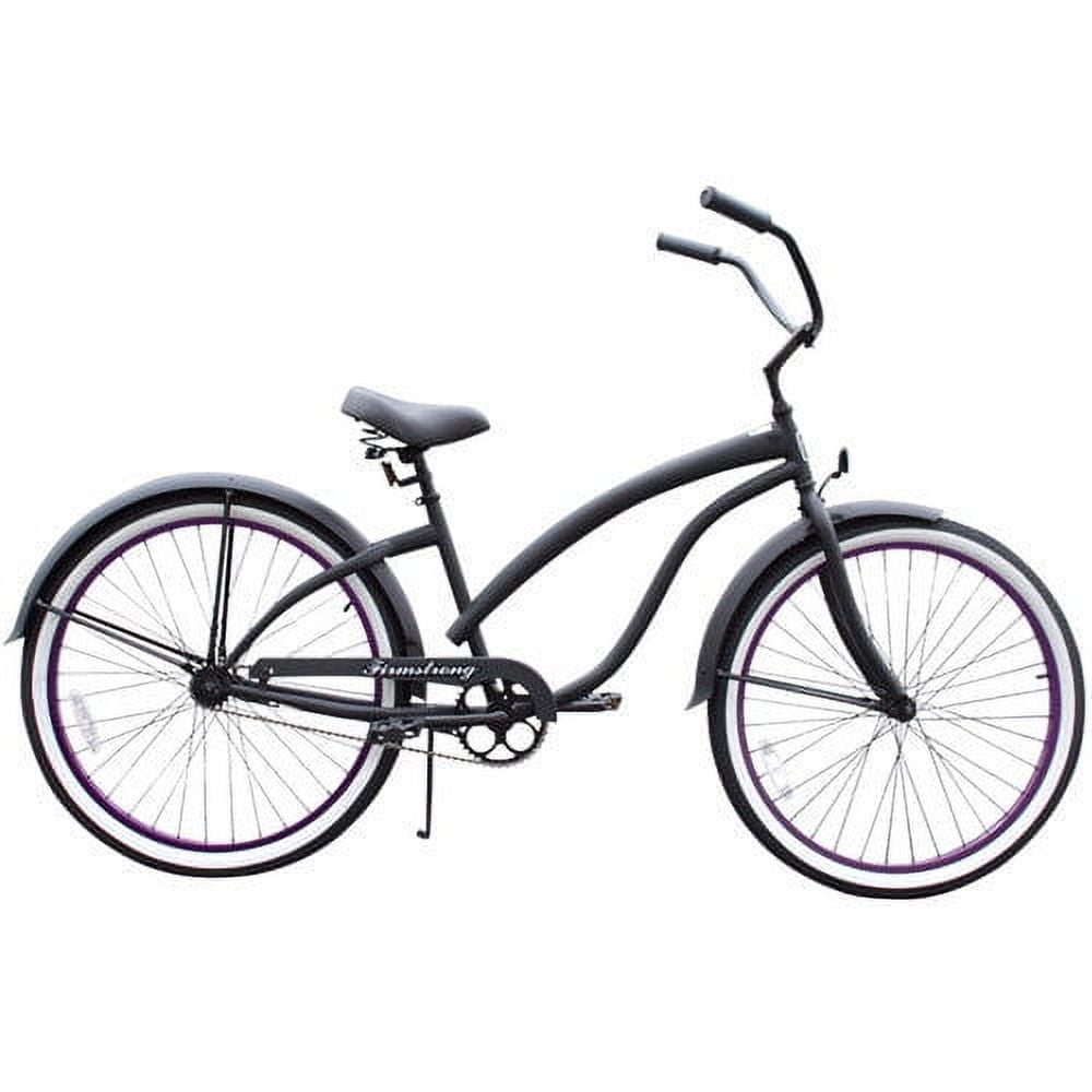 Firmstrong Bella Fashionista, 26", Women's, Single Speed, Matte Black/Pink