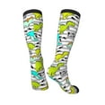 thumbnail image 5 of Lsque Funny Dinosaurs on Stripes Printed Crew Socks Men's Women's LightWeight Thin Casual Calf Socks ,Knee High Socks,Cotton Socks, 5 of 9
