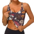 thumbnail image 4 of Haiem Forest Wild Mushroom Pattern Womens Sports Bra - U Neck Padded Low Impact Yoga Bra Workout Crop Top Gym Moisture-Wicking Workout Vest -Small, 4 of 9