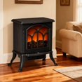 thumbnail image 5 of TopComfy Electric Fireplace Stove Heater with Realistic Log Set Flame Effect Freestanding Design Adjustable Heat Settings for Living Room Bedroom, Black, 5 of 6