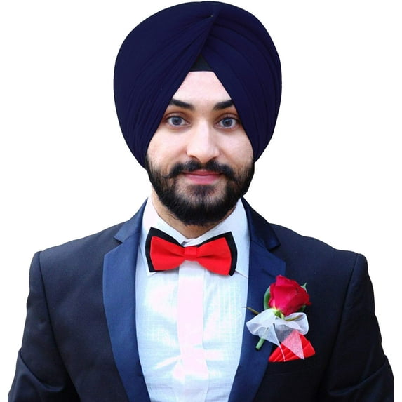 eloria Sikh Turban Cotton Voile Sikh Turban Punjabi Patka Pagri Dastar Fabric Navy Blue