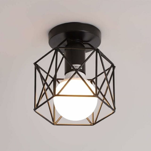 Easy Installation Industrial Farmhouse Light Fixtures, Rustic Black Semi Flush Mount Ceiling Light for Your Home's Key Areas (5-12㎡ Coverage)
