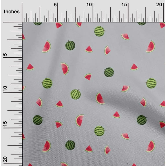 oneOone Georgette Viscose Fabric Watermelon Fruit Print Fabric by The Yard 42 Inch Wide