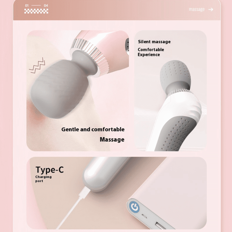 Deep Tissue Massage Gun USB Rechargeable Portable Full Body Muscle Massage 5-speed Adjustable Fascia Gun Pink and Black