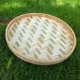 thumbnail image 5 of Handwoven Bamboo Basket Tray, Round Shallow Storage Organizer for Fruits, Vegetables, Snacks, Seeds, Tea, Decorative Serving Basket, 5 of 7