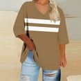 thumbnail image 2 of RongHuan 3/4 Sleeve T-Shirts for Women Plus Size Striped Tops Loose Fit Crew Neck Tshirt Oversize Color Block Shirt, 2 of 5