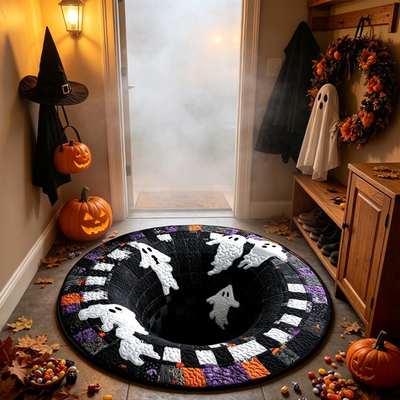 3D Halloween Rugs,Quilted Round Mat 3D Optical Illusion Rugs Soft Plush Non-Slip Door Mat Area Rug for Living Room Bathroom Home Decor