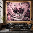 thumbnail image 5 of Ornate Teacup with Black Roses and Moths in a Dreamy Pink Setting, Dreamy Gothic for Dark Art Lovers, Floral Decor Art Print, Birthday Gift Tapestry Wall Hanging for Bedroom and Living Room, 5 of 6