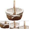 thumbnail image 3 of Basket Flower Wicker Girl Baskets Woven Handle Rustic Small Wedding Burlap Weddings Rattan Weaving Handmade Linen, 3 of 7