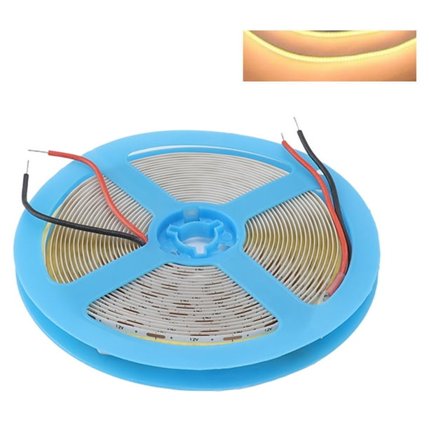 Tira de luz LED COB flexible de 12 V, autoadhesiva, 90 CRI, lámpara de cinta LED uniforme flexible, 110 LM, 5 m, luz cálida de 3000 K