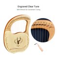 thumbnail image 4 of Natural Wooden 19-String Lyre Harp with Box Body, Tuning Wrench, 3 Random Color Picks, Extra Strings, Sticker & User Guide - Acoustic Instrument for Beginners (Available in Coffee/Blue Options), 4 of 6