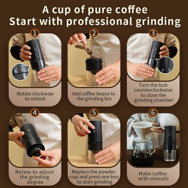 Nueve&Five Cordless Coffee Grinder With Timer, Automatic Coffee Grinder  Espresso, Adjustable Coffee Bean Grinder Electric With Removable Stainless